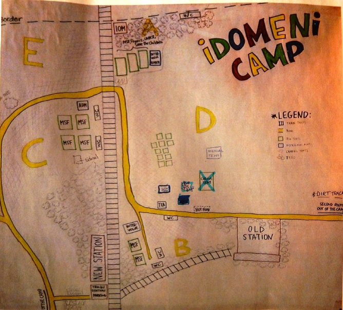 Mapa del Campo de Refugiados de Idomeni, en Grecia (Fotografía de Alicia Barba Guillén)