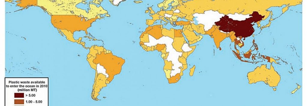 El mapa con los países que más plástico arrojan al océano - Imagen Lavender Law et al.